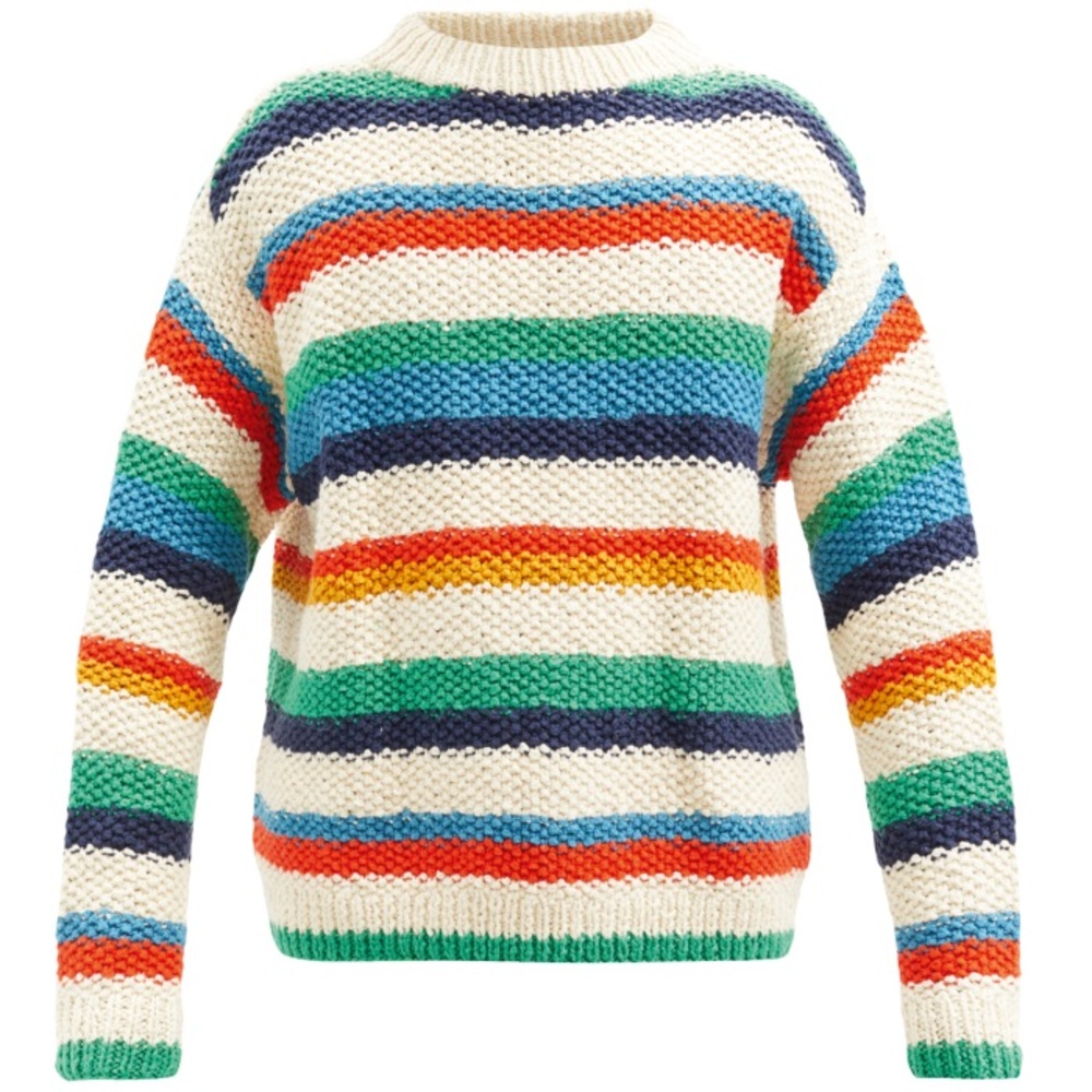 The Elder Statesman Off-White Varied Stripe Sweater